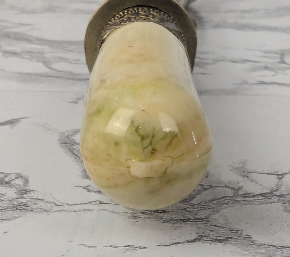 Oriental Looking Knife With Blade Sheath Vintage Marble Looking Handle 9" - Picture 7 of 13